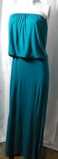 Forever 21 Emerald Green Strapless Belted Long Maxi Dress Elastic Waist Size S