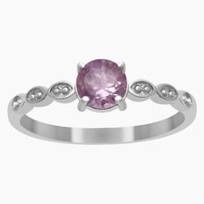 925 Silver 1.1 Ct Round Amethyst Gemstone Designer Shank Solitaire Ring
