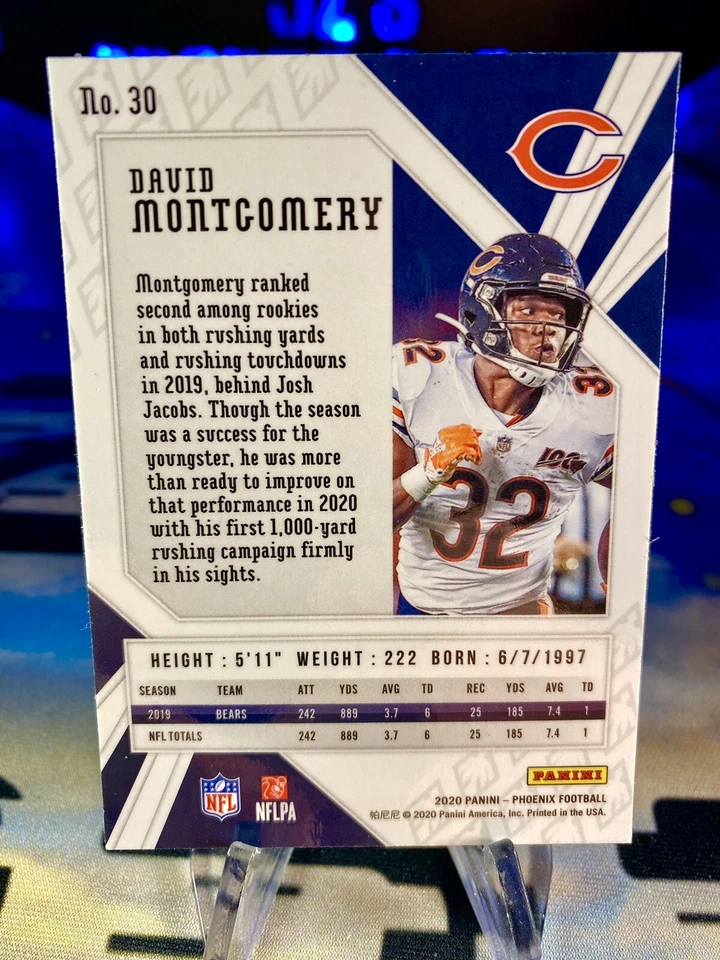 2020 David Montgomery Panini Phoenix Fire Burst Prizm #30 - Image 2 of 2