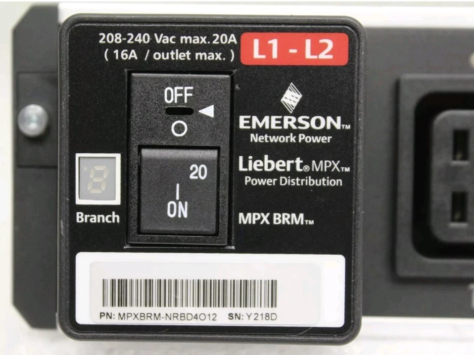 MPXBRM-NRBD4012 EMERSON LIEBERT 4 OUTLET C19 PDU MPX BRM R 266 C19 208V L1-L2 - Image 4 of 4