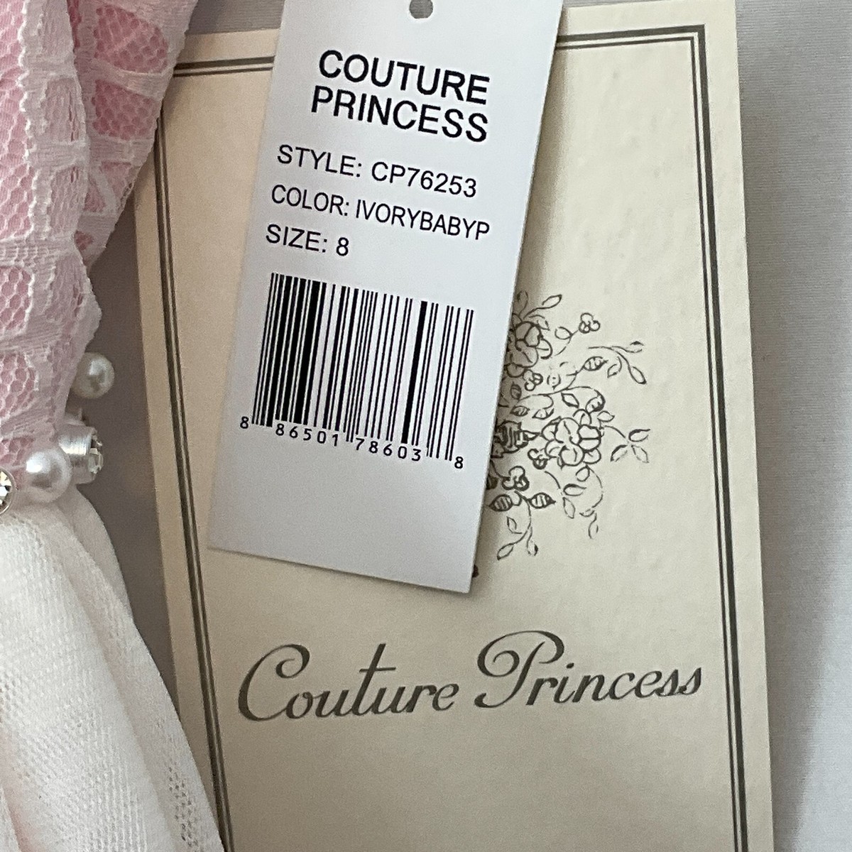 Couture Princess Sleeveless Dress Girls Size 8 Pink White Pearl