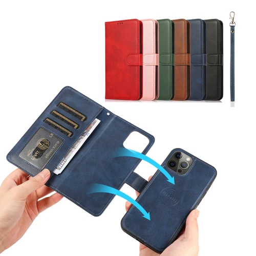 Removable Magnetic Leather Wallet Case For iPhone 16 15 Pro Max 14 13 12 11 XS X