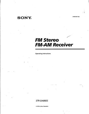 Sony STR-DA80ES AV Receiver Owners Manual Printed or PDF FREE SHIPPING