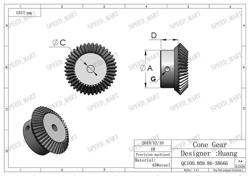 1M-40T-20T Metal Umbrella Tooth Bevel Gear 90° Angle Set Kit Ratio 2:1 - Picture 3 of 4