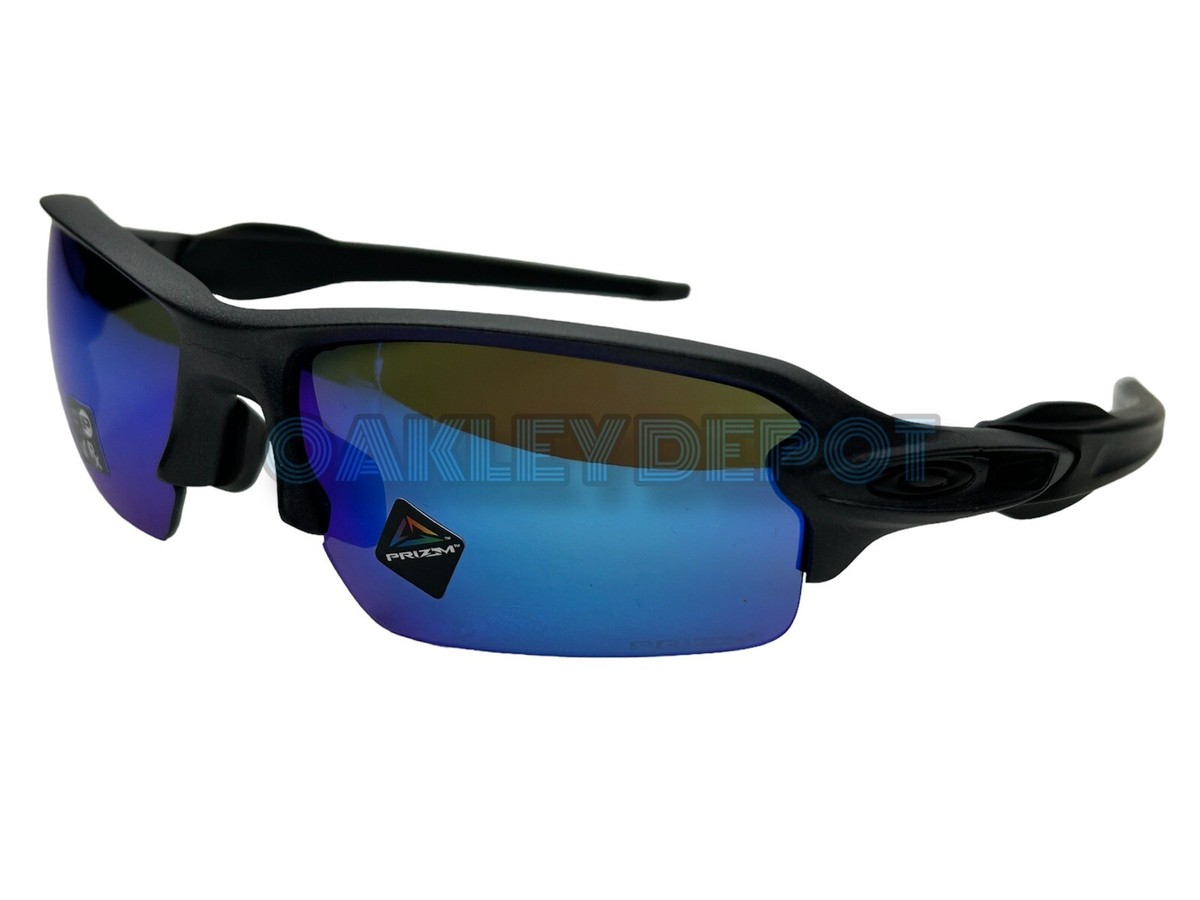 ✓🕶️ OAKLEY FLAK 2.0 009271 STEEL/PRIZM SAPPHIRE LOW BRIDGE FIT