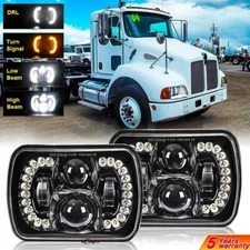 for Kenworth T300 1997-2010 Dump Truck Pair 7x6" LED Hi-Lo Turn Beam Headlights