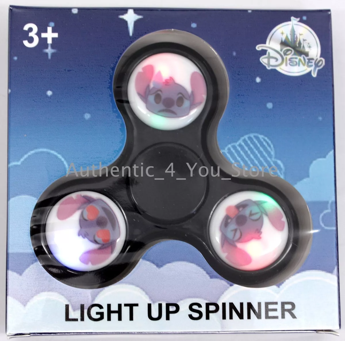 NEW Disney Parks Store Light-Up Emoji Fidget Spinner - Stitch Black