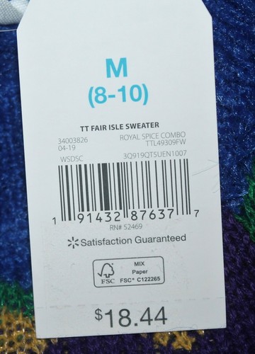 Time and Tru, Medium (8-10) Royal Spice Combo Fuzzy Sweater, NWT - Picture 3 of 8