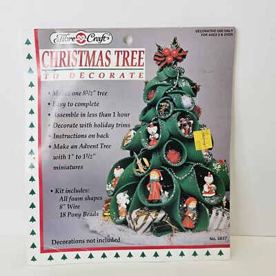 NEW 2000s Fibre-Craft Foam Christmas Tree To Decorate Kit 5837 8.5'' Kids 13141