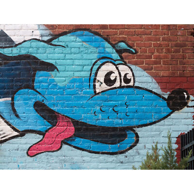 Graffiti blau Hund Wandbild großer Wandbilddruck