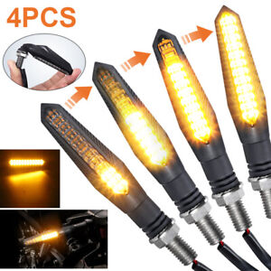 4x Motorcycle LED Turn Signal Lamp Sequential Flowing Indicator Light Amber