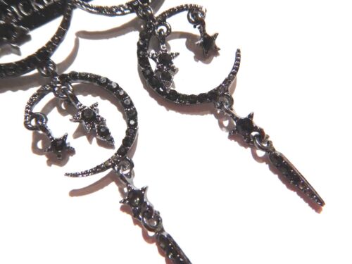 PENDIENTES DE ARAÑA CELESTIAL cristal estrás luna creciente estrella glam 5V - Imagen 9 de 14