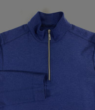 Tommy Bahama Men's 1/4 Zip Mock Neck Stretch Blue Pullover Sweater Medium