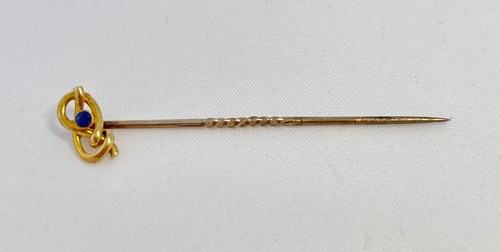 ANTIQUE VICTORIAN GENUINE 15CT GOLD AND NATURAL BLUE SPINEL LAPEL TIE PIN C1890s - Picture 5 of 6