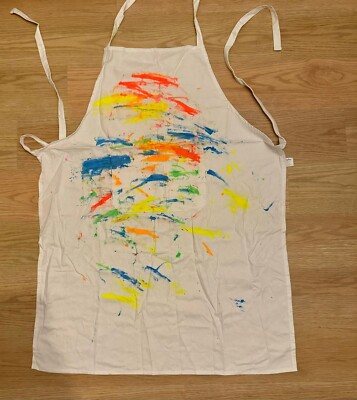 RAYHER HOBBY  Baumwoll-Schürze   70x95 cm, Weiß, mit Tasche   NEU