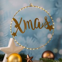 Led Lichtkranz Xmas Dekoring TüRkranz Dekokranz 44LED D: 30Cm FüR Innen Gold