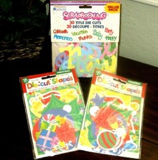 Lot of 3 packs Die Cuts Scrapbooking 2 "Christmas" 1 "Titles" Paper Art Crafts