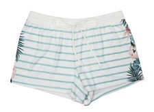 Jenni Intimates Striped Tropical Floral Print Drawstring Pajama Shorts M NWT