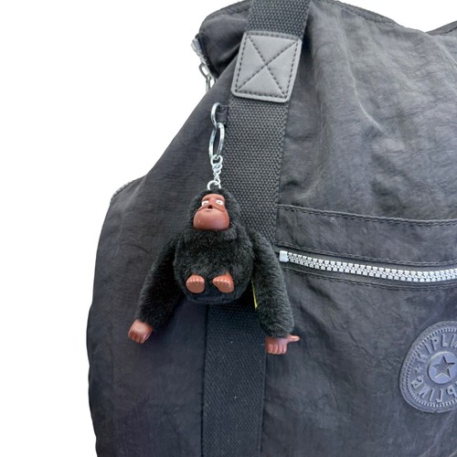 Kipling Womens Black Nylon With Zipper Closure & Monkey Keychain Tote Bag - Picture 2 of 15