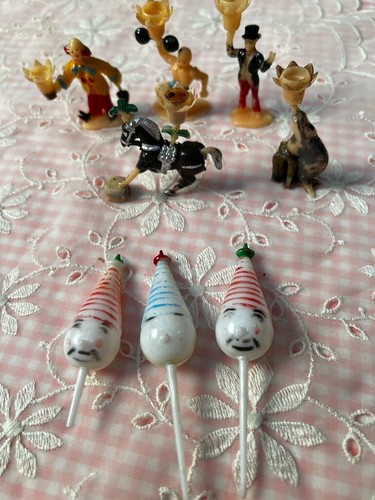 Vintage Cake Toppers Candle Holders Circus Theme Hong Kong Lot of 8