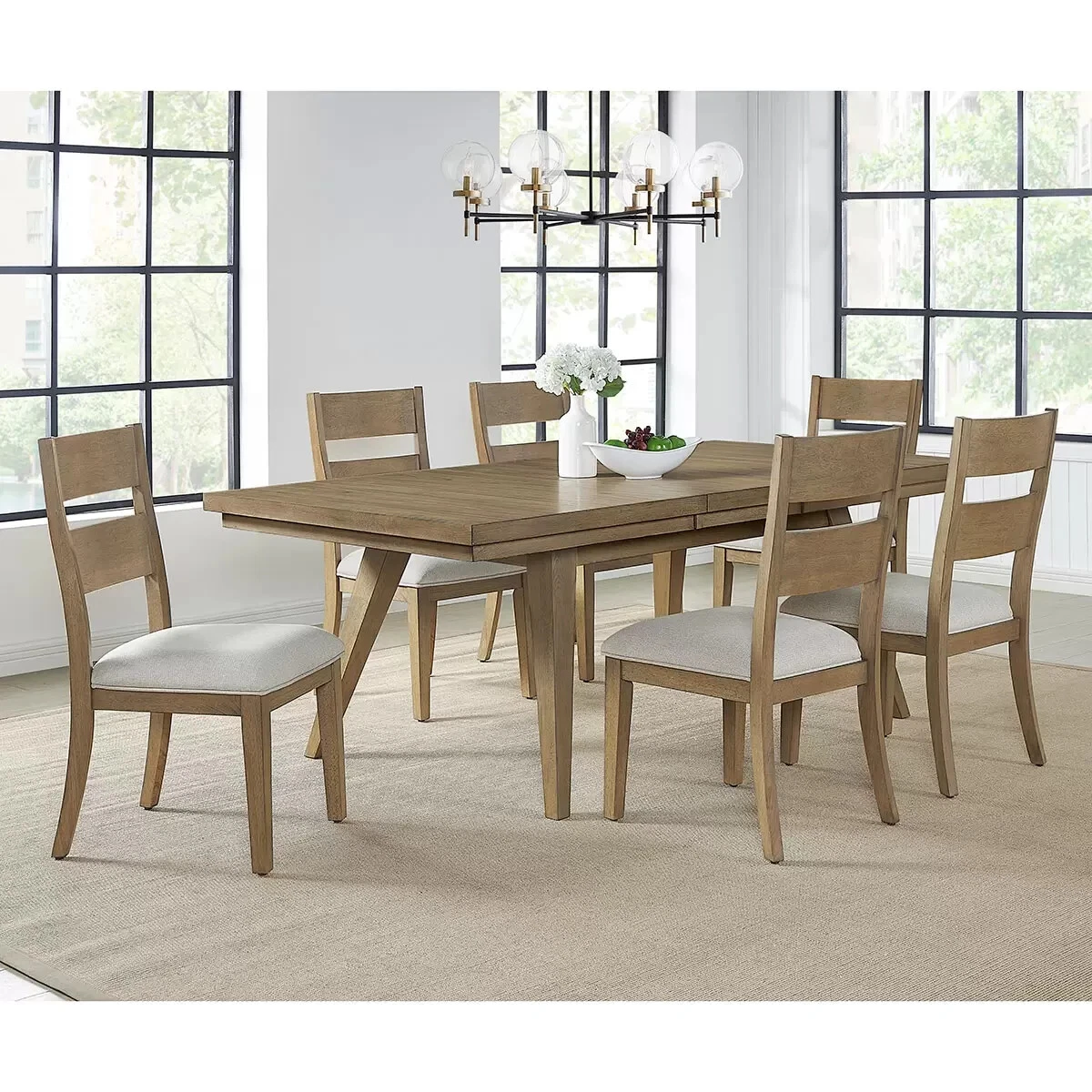Elmwood Extending Dining Table and 6 Chairs Seats 4 6 Light Wood