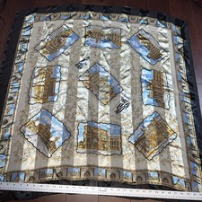 Berkshire Vintage Scarf Rome Paris Architecture 36  x37" Square Made in Italy