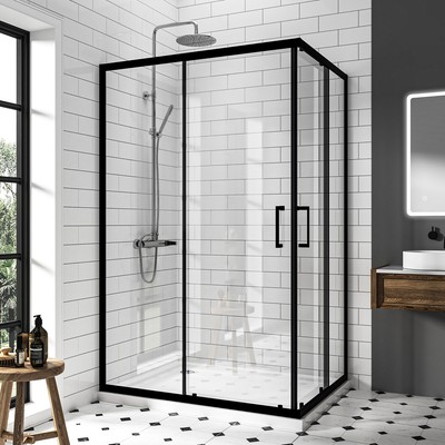 Duschkabine Schiebetür Eckeinstieg 75x75/100x100 Duschwand Dusche ESG Glas