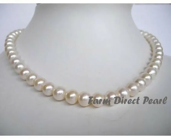 Single Strand Pearl Choker Necklace, 9mm Cultured Freshwater Pearl