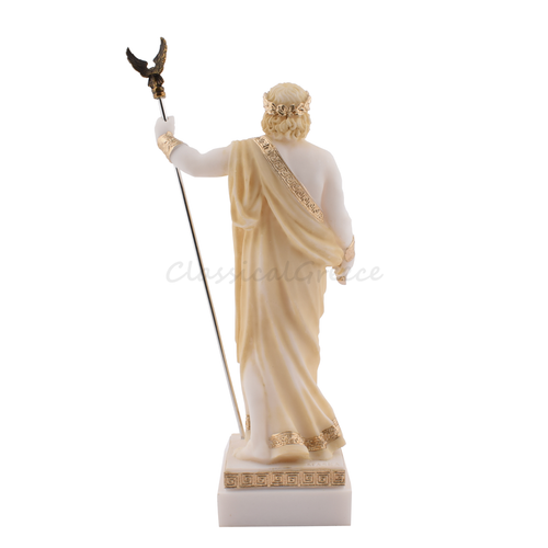Estatua del antiguo dios griego Zeus alabastro 6,3" - 16 cm diapositivas de mármol fundido Júpiter - Imagen 5 de 10