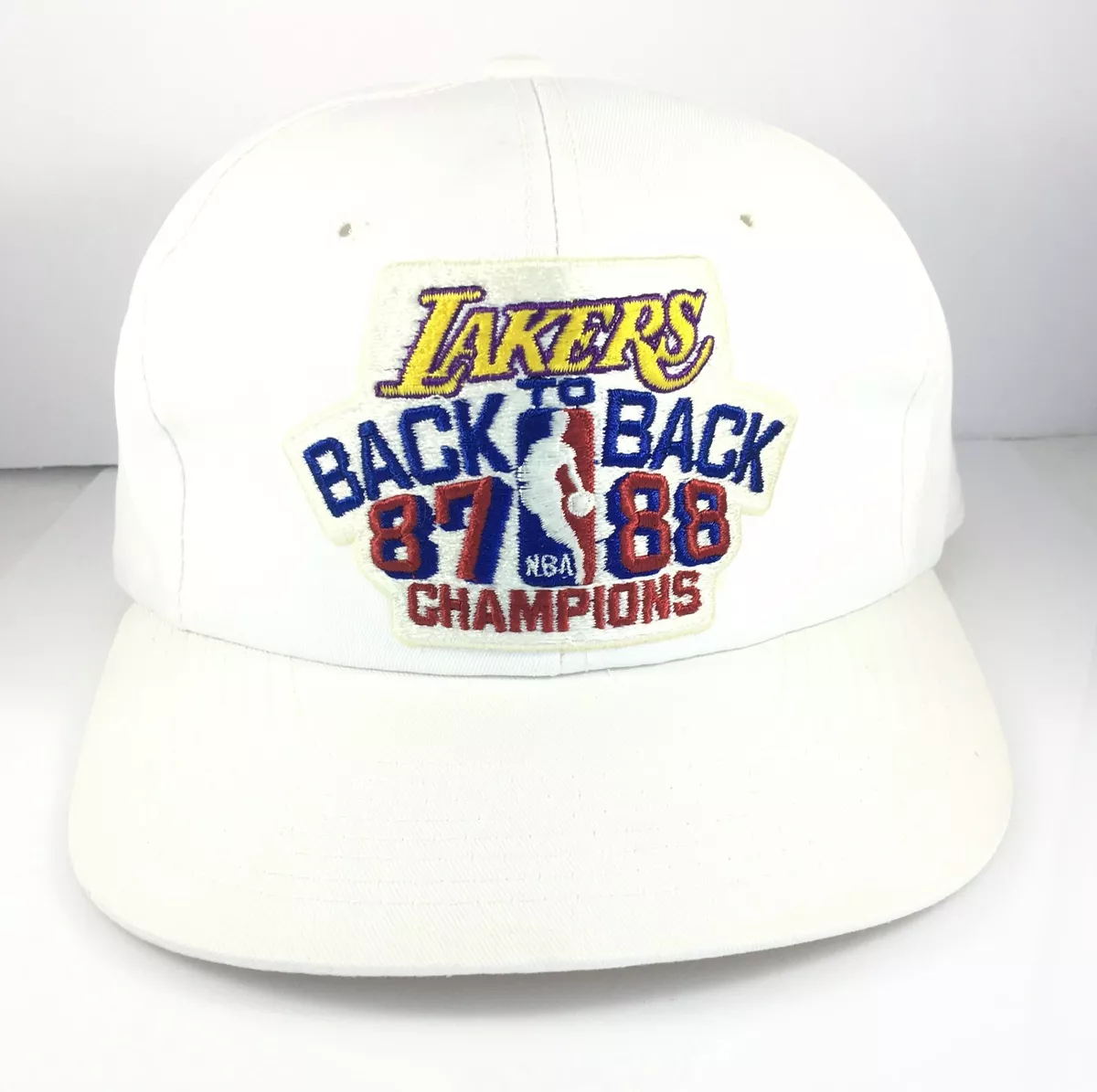 Vintage Lakers Back to Back 87 88 NBA Basketball Champions Hat Snapback White
