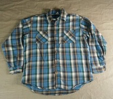 Vtg 1960's JC Penneys Big Mac Blue Plaid Work Shirt Hipster Rockabilly L Tall