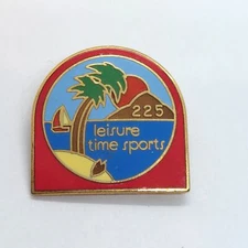 Leisure Time Sports Lapel Pin 225 Tropical Palm Tree Beach Sunset Badge Vintage