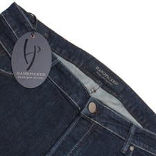 Handpicked NWT Orvieto Denim Jeans Size 40 US In Solid Dark Blue Cotton Blend