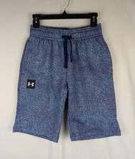 Under Armour Rival Terry Shorts Men's Size S Purple Blue Abstract Elastic Waist