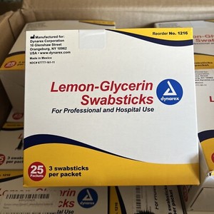 Dynarex Lemon Glycerin Swabsticks 3's Box 25