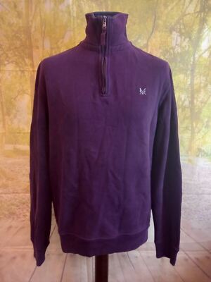 Crew Clothing lila Baumwolle Polyester Reißverschluss Sweatshirt. UK Herren Gr. Small