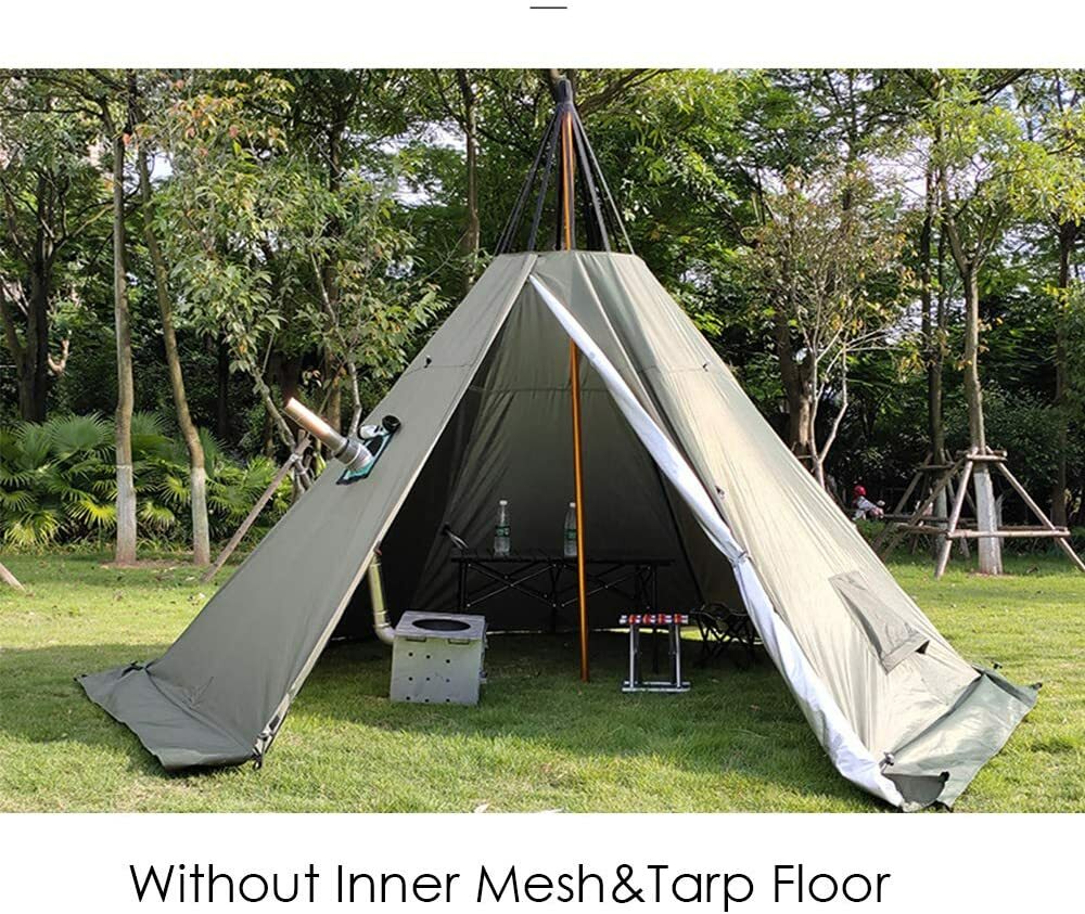 Double Door 4-Season Teepee Tent Oxford Waterproof Camping Stove Jack Inner  Mesh | eBay