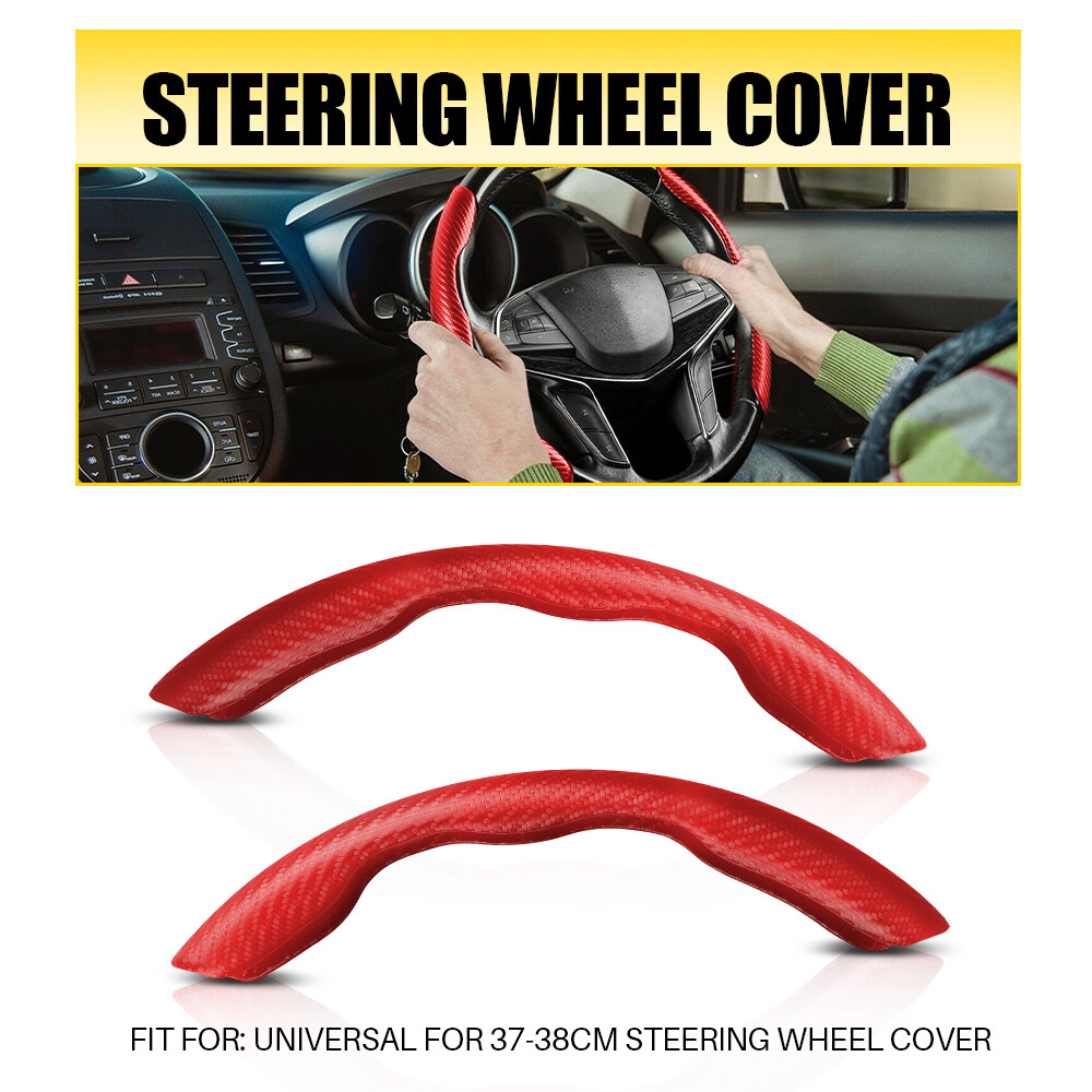 Universal Car Steering Wheel Booster Cover Non-Slip Accessories Carbon Fiber Red