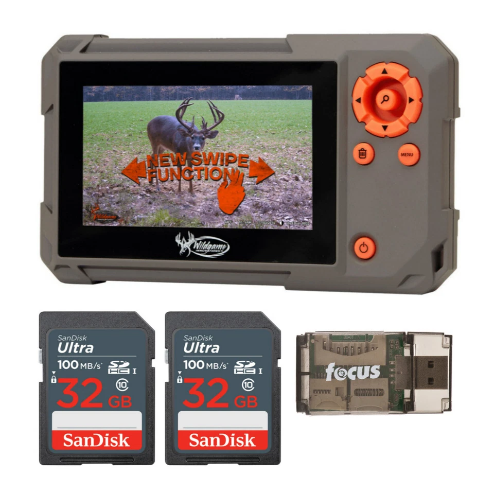 Wildgame Innovations Trail Pad Swipe lector de tarjetas SD con paquete de tarjetas de memoria