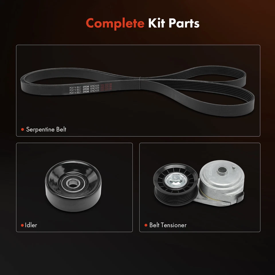 Kit de 3 componentes de transmisión por correa Serpentine para Chevrolet Blazer Express 1500 Tahoe Foto 3 de 4