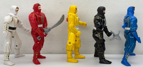 1995 Mighty Morphin Ninja Ranger LOT Pink Blue White Red Black Yellow FULL SET - Picture 9 of 13