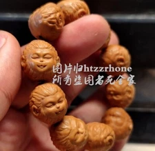 Olive Nut Carved Cute Monk Head Bracelet Statue Collection Bead Chain Gift