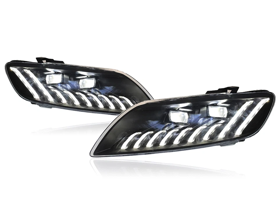 Par de montaje de faros proyectores secuenciales LED DRL para AUDI Q7 SQ7 2006-2015 Foto 3 de 4