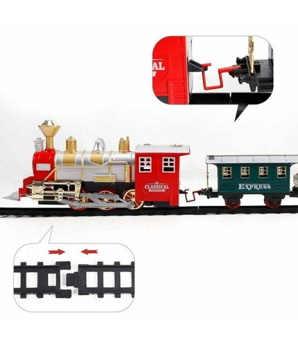 Pista Trenino Giocattolo Bambini Treno Locomotiva Con Fumo Luce Suoni E 2 Vagoni - Foto 3 di 5
