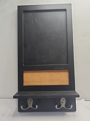 Message Spot Keys Coat Rack Erasable Chalk Board Cork Part 10x19" Black Brown