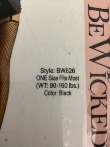 Menge 5 Neu im Karton S/M Wt (90-160 Pfund) Be Wicked Strumpfwaren Netzstrümpfe schwarz Nylon - Bild 6 von 6
