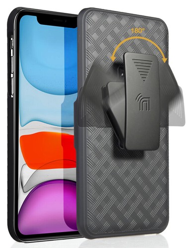 Black Case Kickstand Cover + Belt Clip Holster Holder for Apple iPhone 11 - Picture 3 of 10