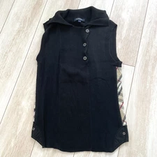 Burberry London Nova Check Sleeveless Top Woman 2/S-XS Black Cotton Iconic