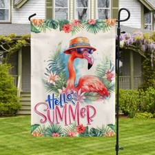 Flamingo Hello Summer Flag Graden Flag