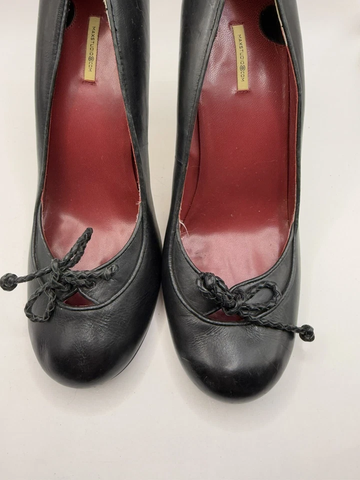 Zapatos de tacón alto MAX STUDIO con punta redonda negros talla 8 M de cuero sin cordones Foto 2 de 4